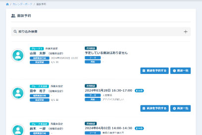 スタッフ毎の面談情報を表示